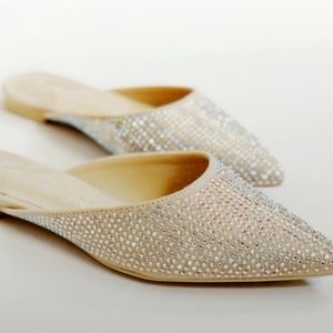 💥Host Pick💥 Devon Nude & Rhinestone Pointy Toe Mules Slides